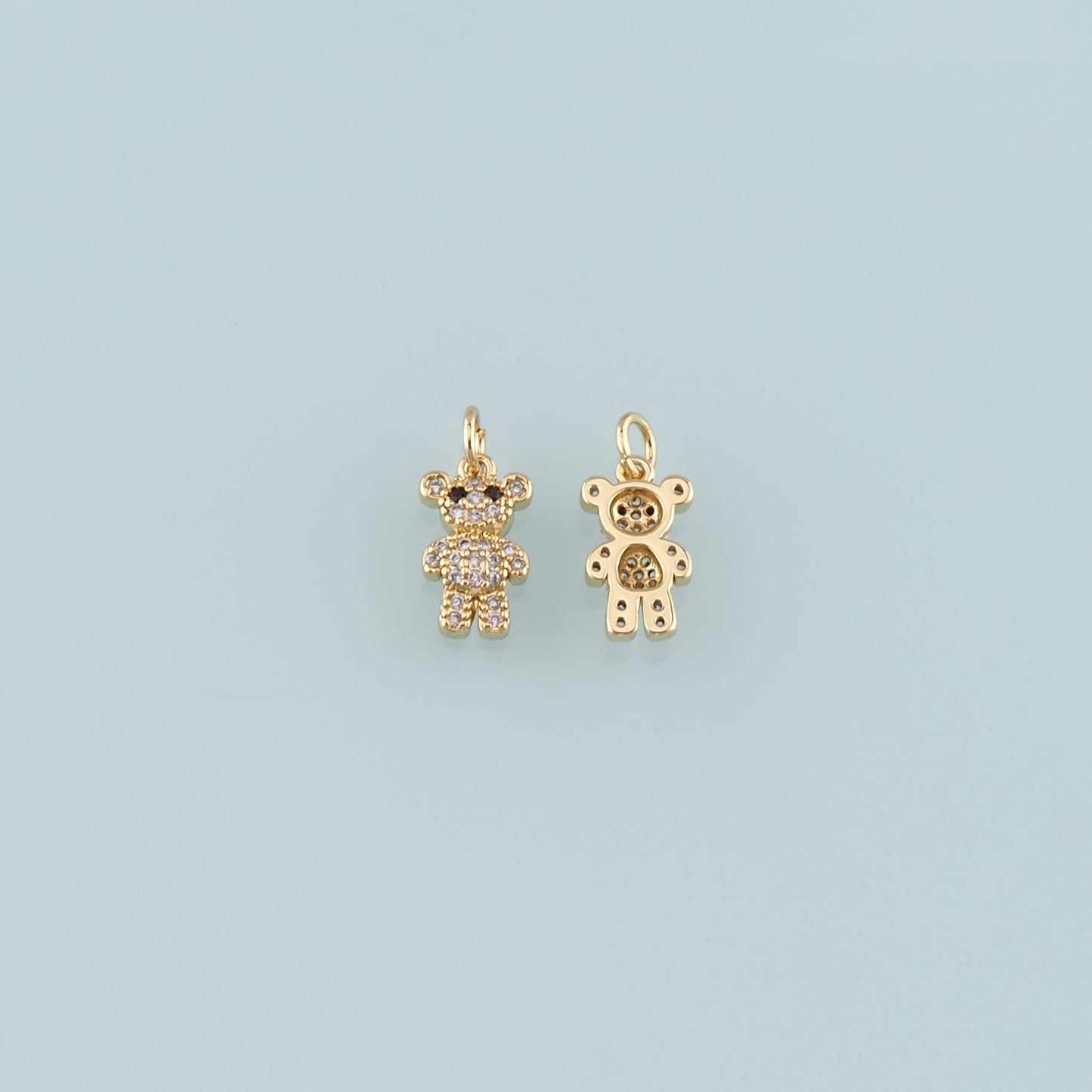 18K Gold Filled Bear Pendant,CZ Micro Pave Bear Charm Bracelet Necklace for DIY Jewelry Making Supply