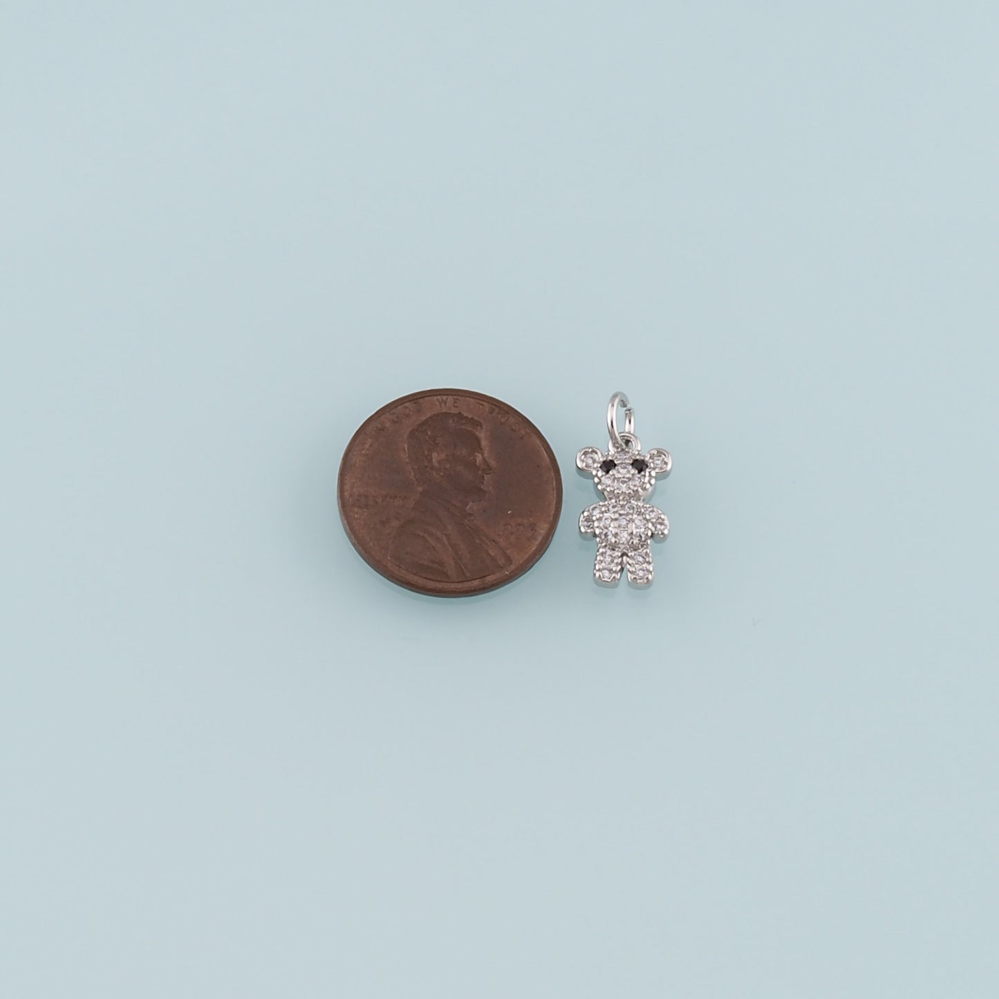 18K Gold Filled Bear Pendant,CZ Micro Pave Bear Charm Bracelet Necklace for DIY Jewelry Making Supply