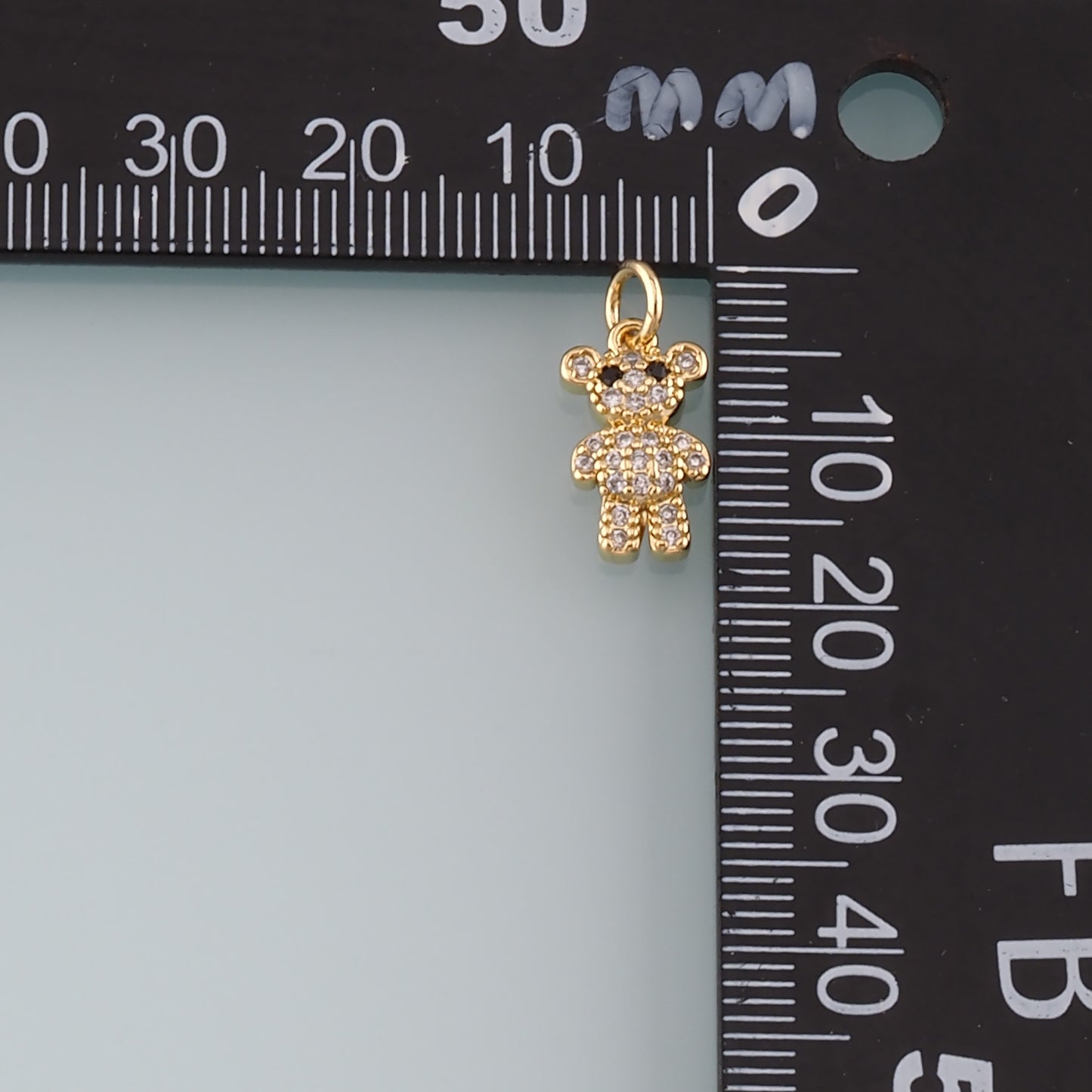 18K Gold Filled Bear Pendant,CZ Micro Pave Bear Charm Bracelet Necklace for DIY Jewelry Making Supply