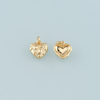 18K Gold Filled Heart Pendant,Heart Charm Bracelet Necklace for DIY Jewelry Making Supply