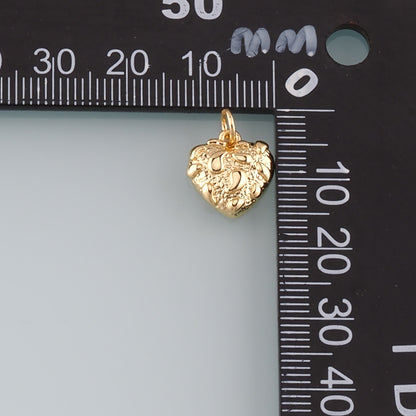 18K Gold Filled Heart Pendant,Heart Charm Bracelet Necklace for DIY Jewelry Making Supply