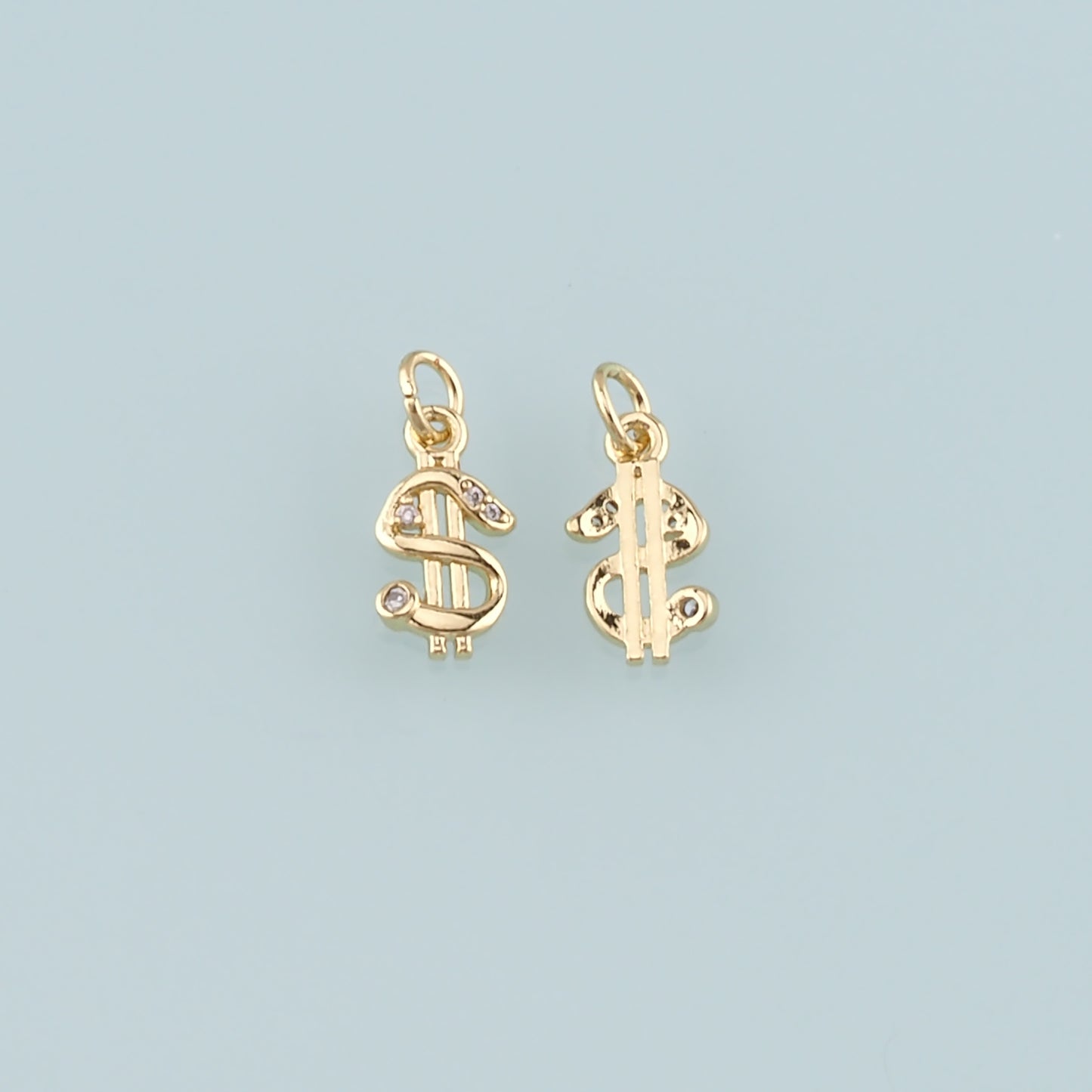 Gold Dollar Charms,18K Gold Filled Money Pendant,CZ Micro Pave Dollar Charm Bracelet Necklace for DIY Jewelry Making Supply