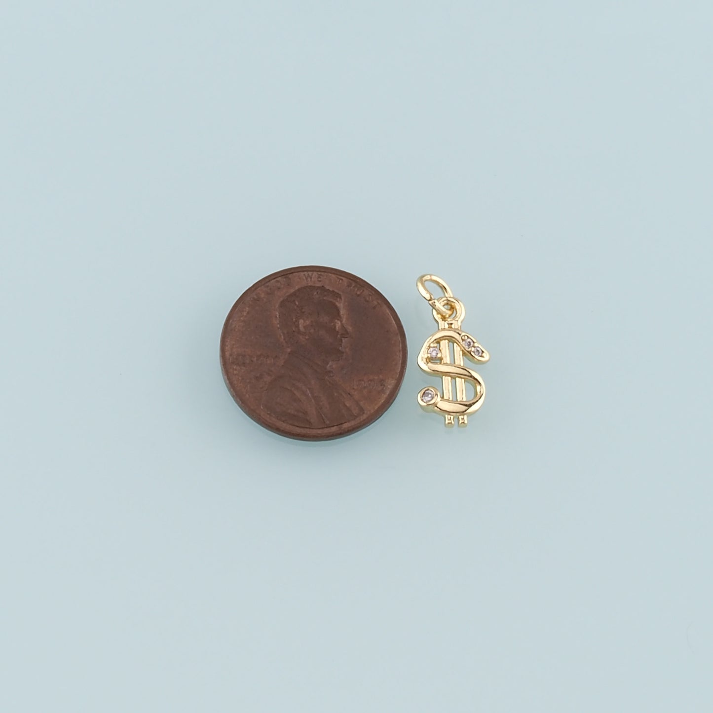 Gold Dollar Charms,18K Gold Filled Money Pendant,CZ Micro Pave Dollar Charm Bracelet Necklace for DIY Jewelry Making Supply