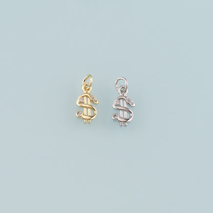 Gold Dollar Charms,18K Gold Filled Money Pendant,CZ Micro Pave Dollar Charm Bracelet Necklace for DIY Jewelry Making Supply