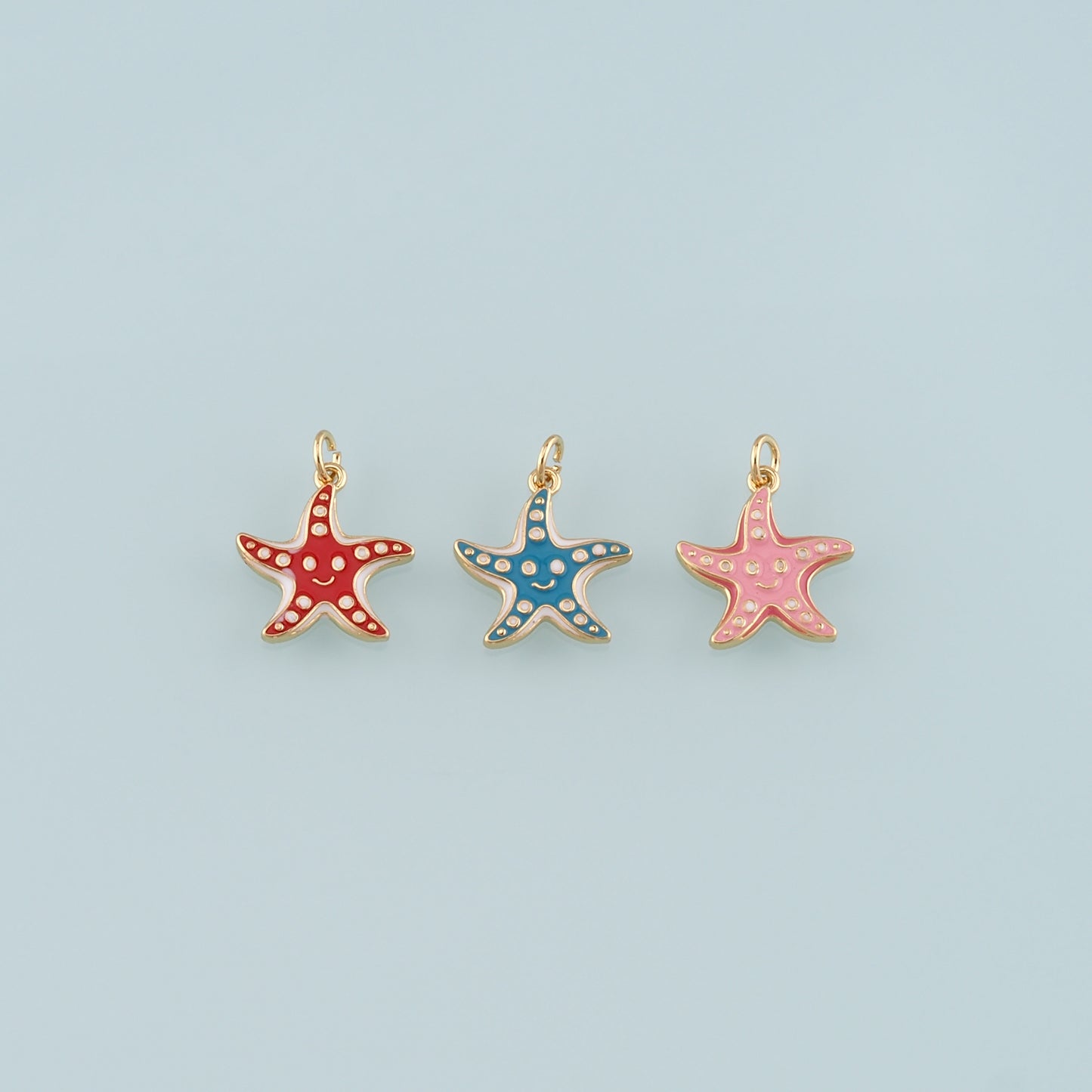 Gold Starfish Charms,18K Gold Filled Sea star Pendant,Enamel Starfish Charm Bracelet Necklace for DIY Jewelry Making Supply