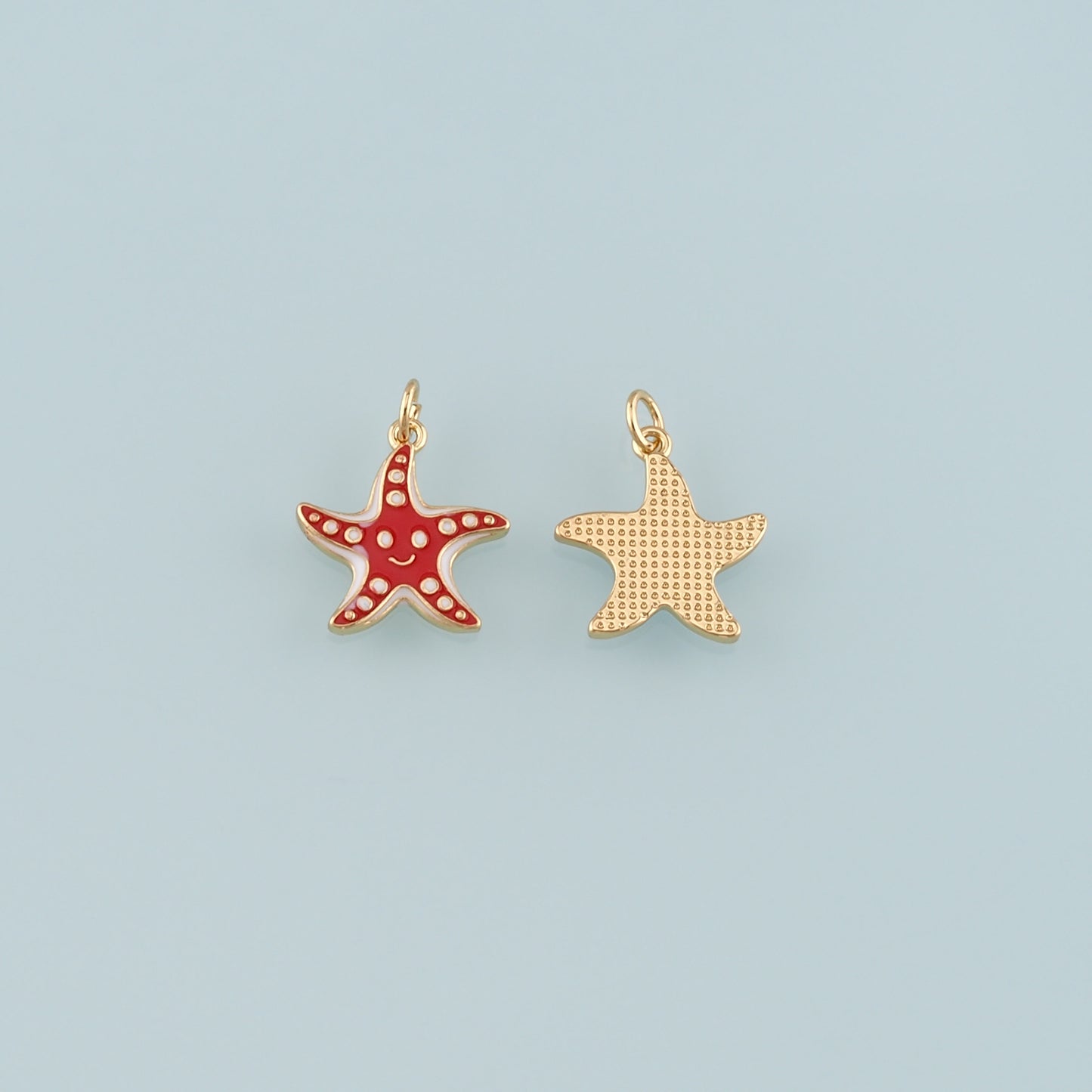 Gold Starfish Charms,18K Gold Filled Sea star Pendant,Enamel Starfish Charm Bracelet Necklace for DIY Jewelry Making Supply