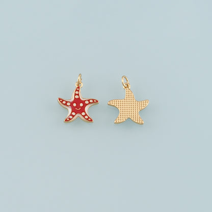Gold Starfish Charms,18K Gold Filled Sea star Pendant,Enamel Starfish Charm Bracelet Necklace for DIY Jewelry Making Supply