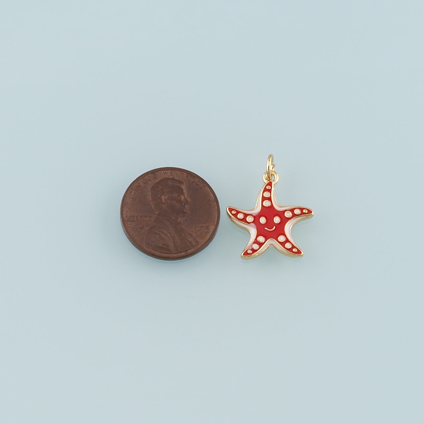 Gold Starfish Charms,18K Gold Filled Sea star Pendant,Enamel Starfish Charm Bracelet Necklace for DIY Jewelry Making Supply