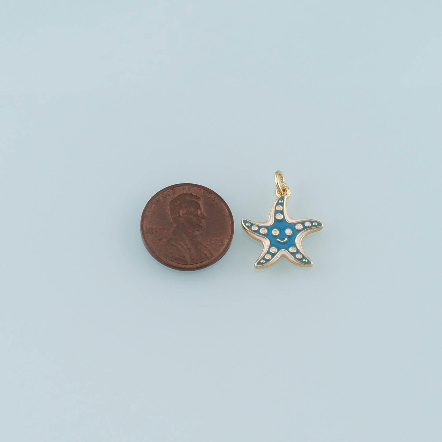 Gold Starfish Charms,18K Gold Filled Sea star Pendant,Enamel Starfish Charm Bracelet Necklace for DIY Jewelry Making Supply