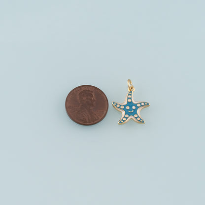 Gold Starfish Charms,18K Gold Filled Sea star Pendant,Enamel Starfish Charm Bracelet Necklace for DIY Jewelry Making Supply