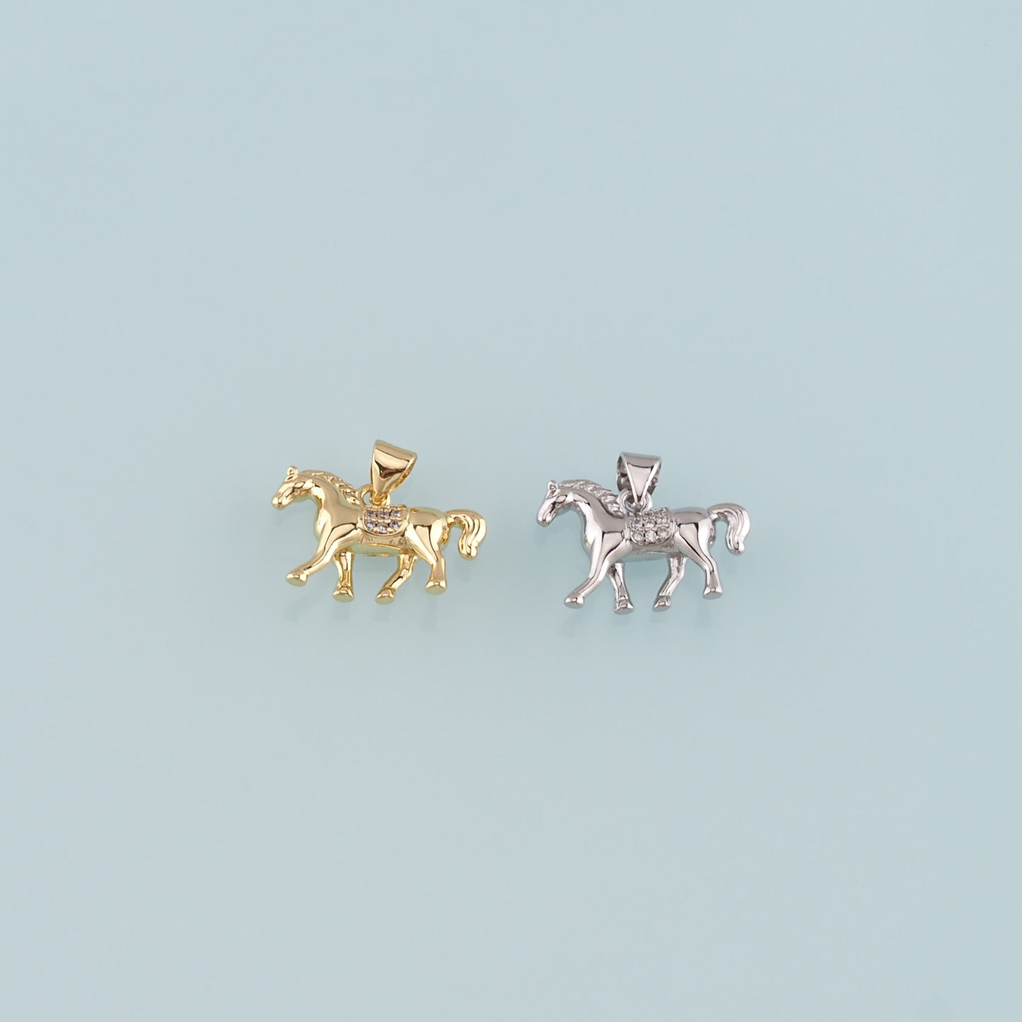 Gold Horse Charms,18K Gold Filled Horse Pendant,CZ Micro Pave Animal Charm Bracelet Necklace for DIY Jewelry Making Supply