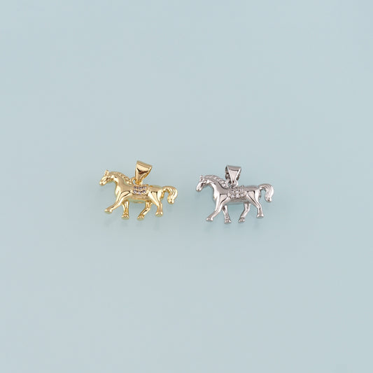 Gold Horse Charms,18K Gold Filled Horse Pendant,CZ Micro Pave Animal Charm Bracelet Necklace for DIY Jewelry Making Supply