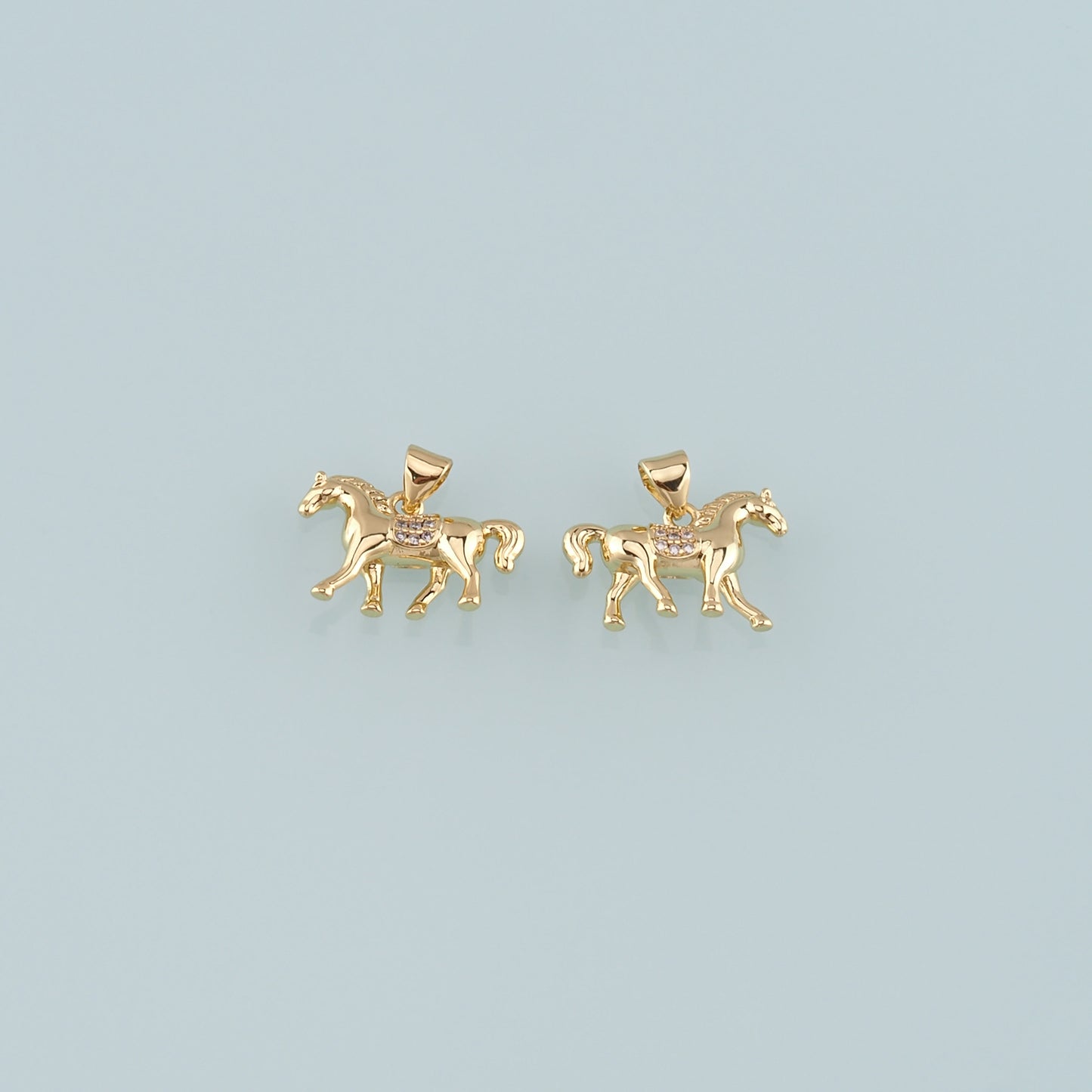 Gold Horse Charms,18K Gold Filled Horse Pendant,CZ Micro Pave Animal Charm Bracelet Necklace for DIY Jewelry Making Supply
