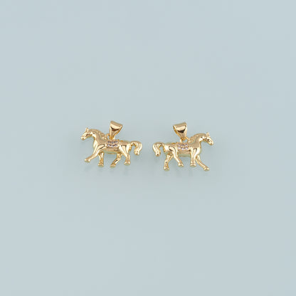 Gold Horse Charms,18K Gold Filled Horse Pendant,CZ Micro Pave Animal Charm Bracelet Necklace for DIY Jewelry Making Supply