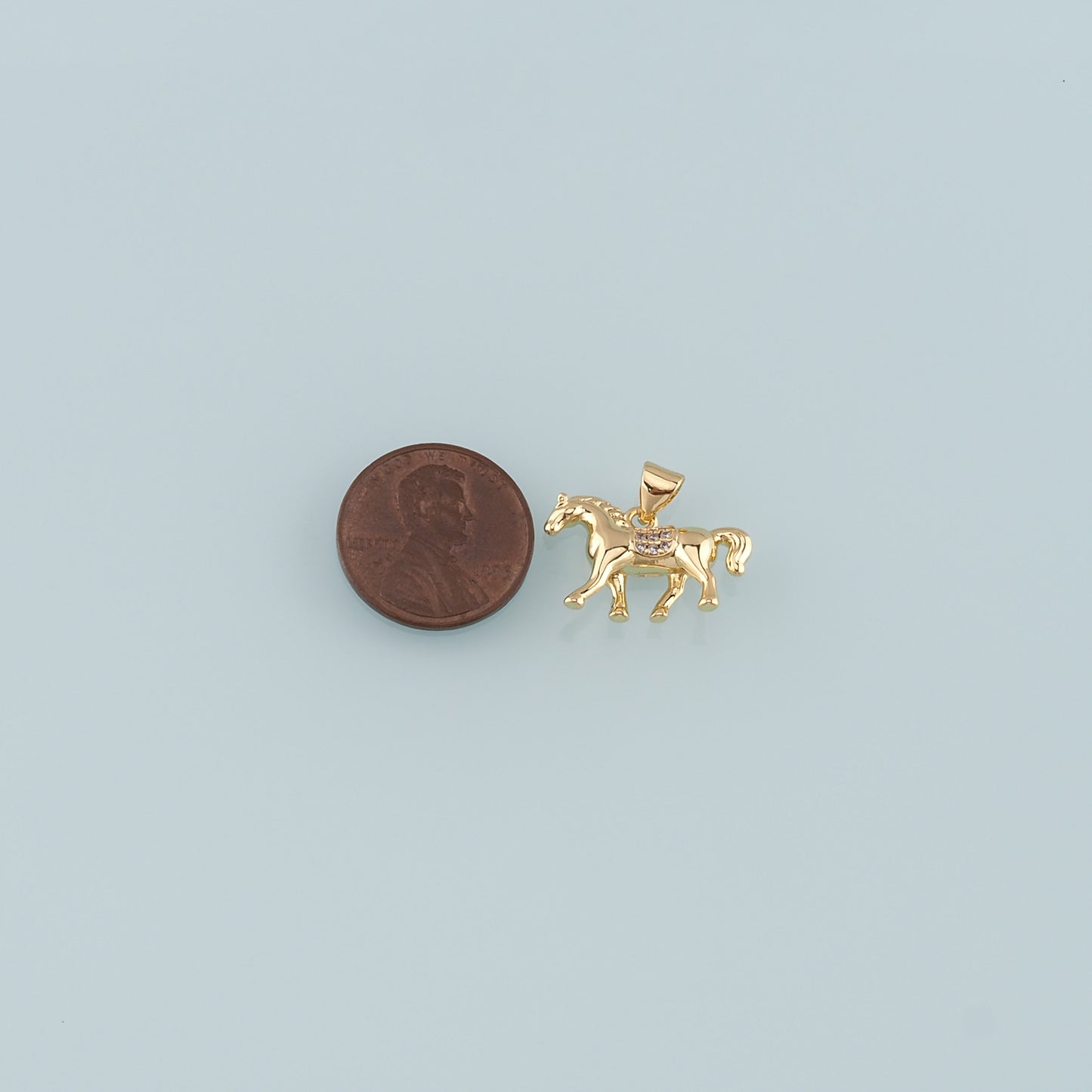 Gold Horse Charms,18K Gold Filled Horse Pendant,CZ Micro Pave Animal Charm Bracelet Necklace for DIY Jewelry Making Supply