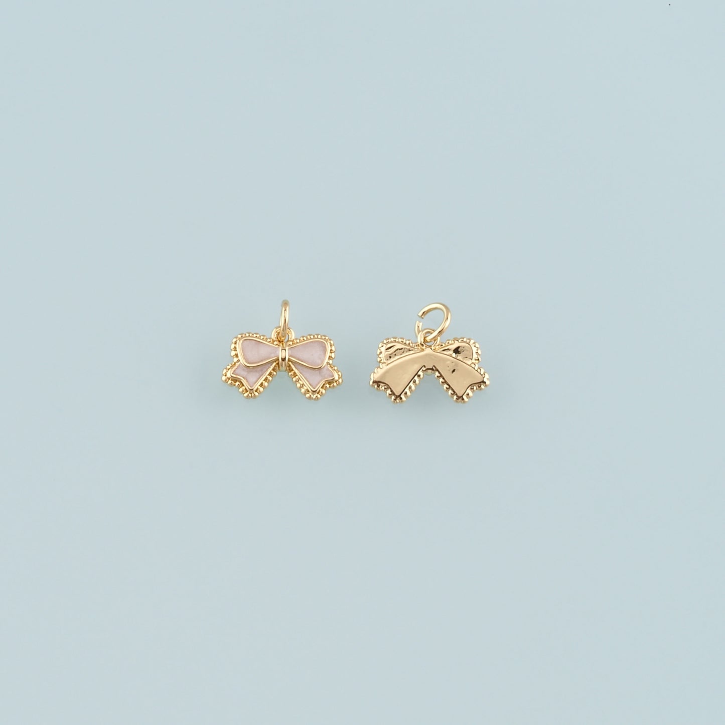 Gold Bow Charms,18K Gold Filled Bow Pendant,Enamel Bow Tie Charm Bracelet Necklace for DIY Jewelry Making Supply