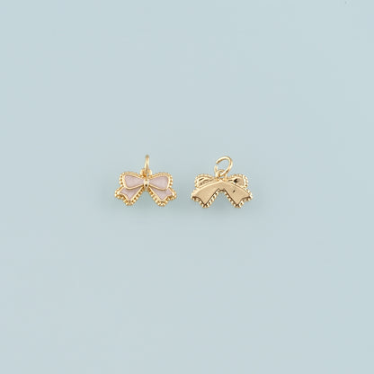 Gold Bow Charms,18K Gold Filled Bow Pendant,Enamel Bow Tie Charm Bracelet Necklace for DIY Jewelry Making Supply