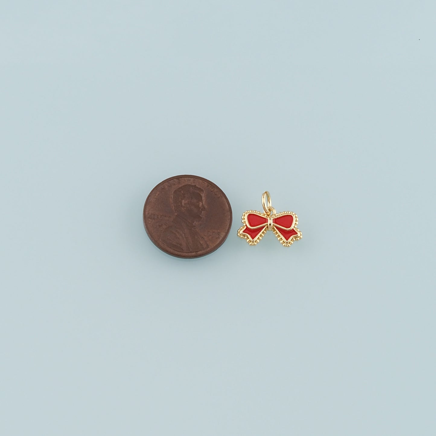 Gold Bow Charms,18K Gold Filled Bow Pendant,Enamel Bow Tie Charm Bracelet Necklace for DIY Jewelry Making Supply