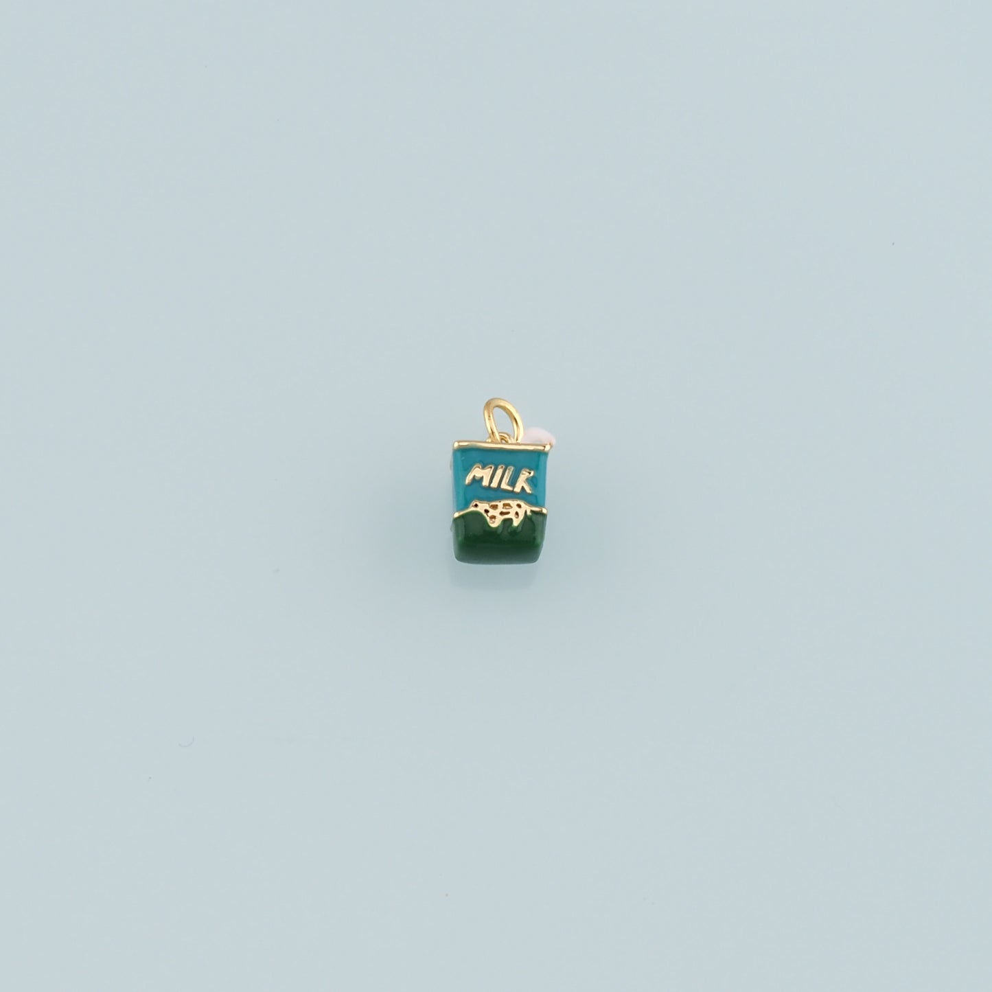 18K Gold Filled Milk Pendant,Enamel Milk Charm Bracelet Necklace for DIY Jewelry Making Supply