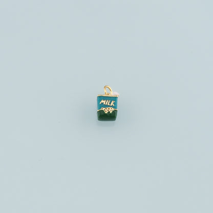 18K Gold Filled Milk Pendant,Enamel Milk Charm Bracelet Necklace for DIY Jewelry Making Supply