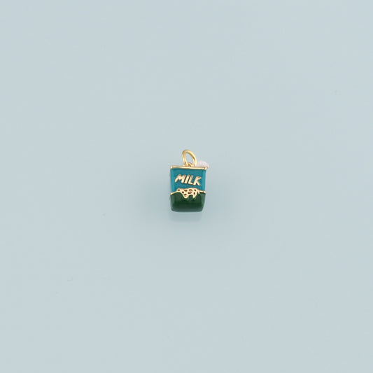 18K Gold Filled Milk Pendant,Enamel Milk Charm Bracelet Necklace for DIY Jewelry Making Supply