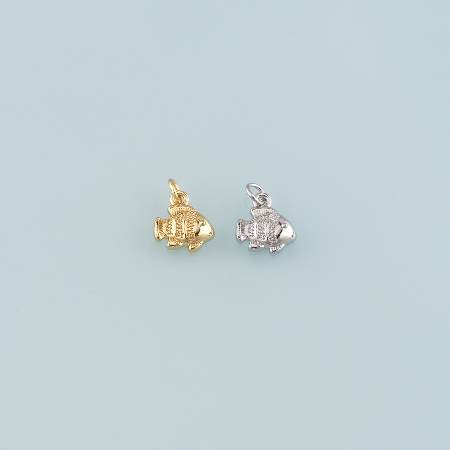 Gold Fish Charms,18K Gold Filled Fish Pendant,Fish Charm Bracelet Necklace for DIY Jewelry Making Supply