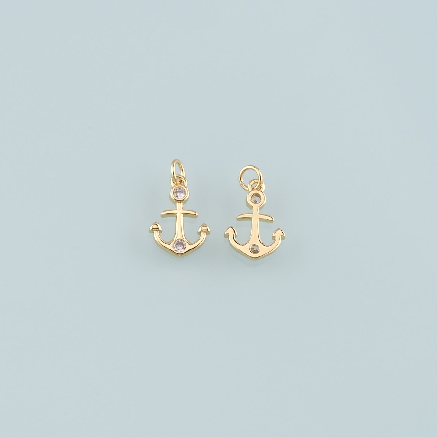 Gold Anchor Charms,18K Gold Filled CZ Micro Pave Anchor Pendant Charm Bracelet Necklace for DIY Jewelry Making Supply