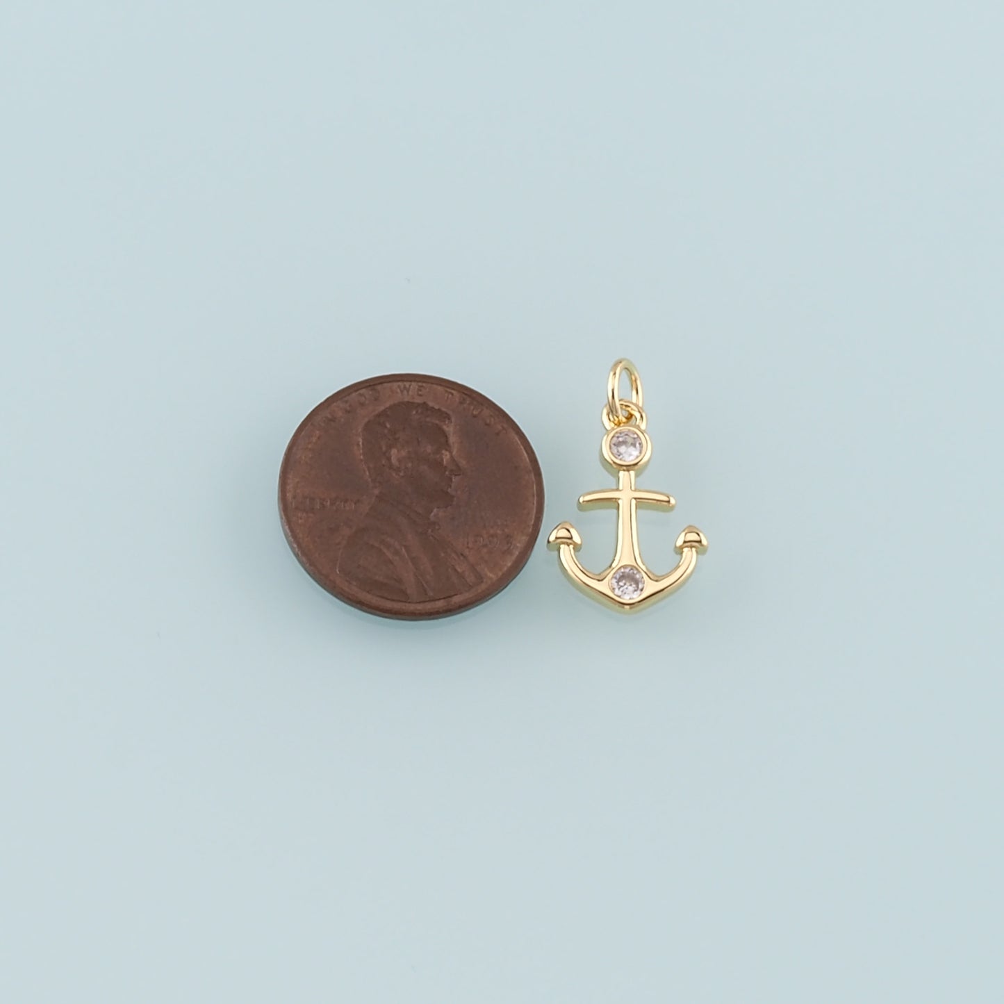 Gold Anchor Charms,18K Gold Filled CZ Micro Pave Anchor Pendant Charm Bracelet Necklace for DIY Jewelry Making Supply
