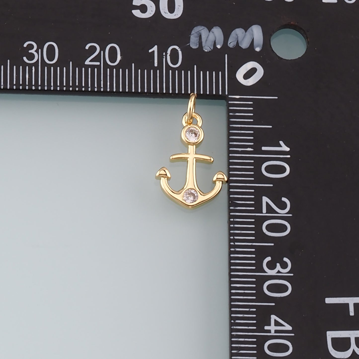 Gold Anchor Charms,18K Gold Filled CZ Micro Pave Anchor Pendant Charm Bracelet Necklace for DIY Jewelry Making Supply