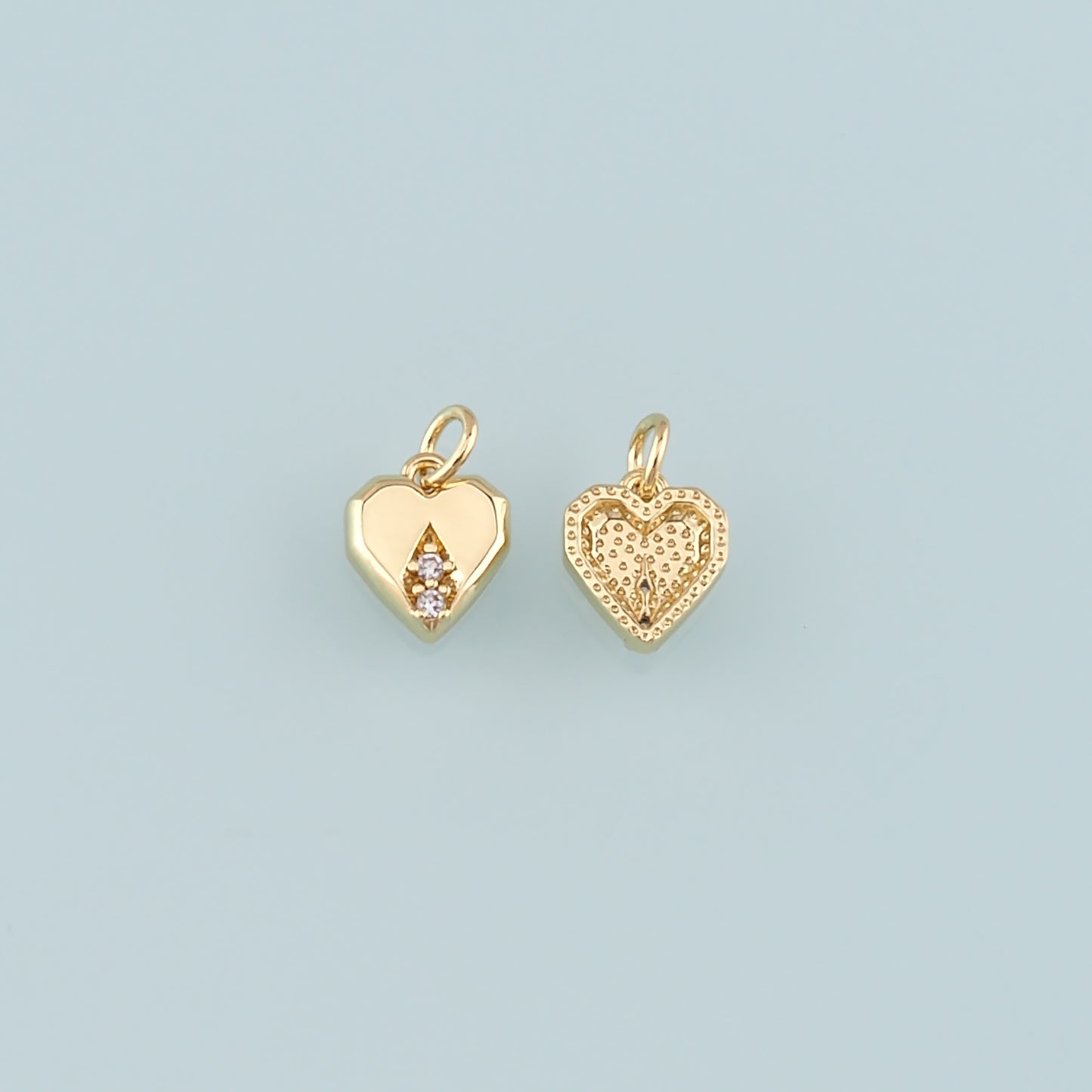 18K Gold Filled Heart Pendant,CZ Micro Pave Heart Charm Bracelet Necklace for DIY Jewelry Making Supply