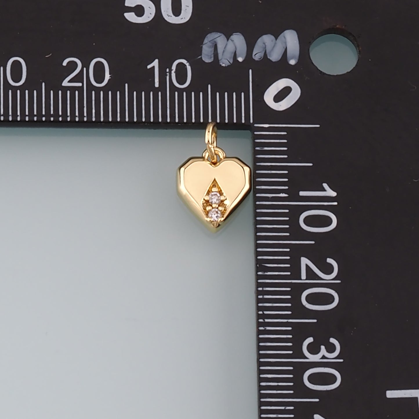 18K Gold Filled Heart Pendant,CZ Micro Pave Heart Charm Bracelet Necklace for DIY Jewelry Making Supply
