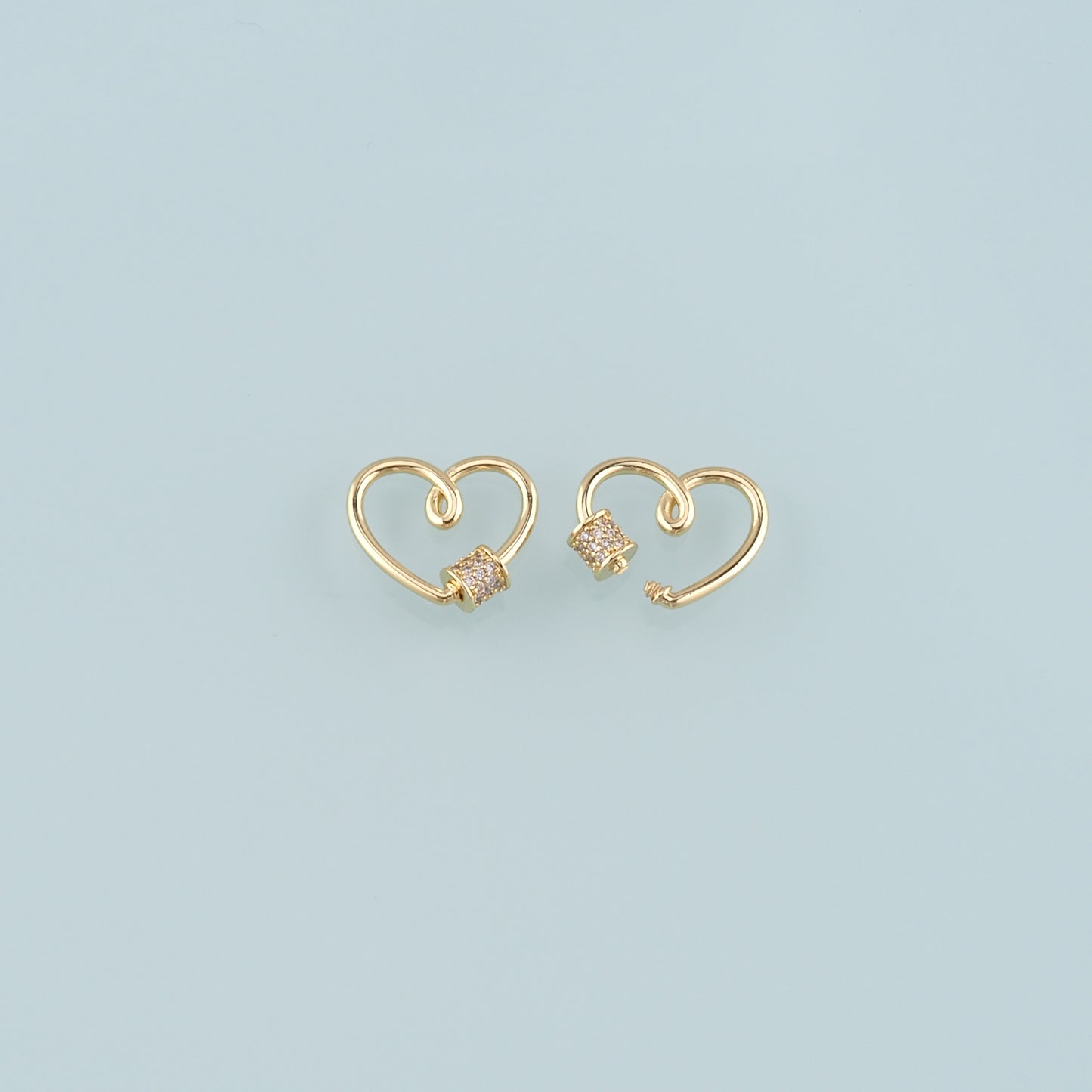 18K Gold Filled Heart Carabiner Clasp,Buckle Clasp,Carabiner Screw Clasp,Turnbuckle for DIY Jewelry