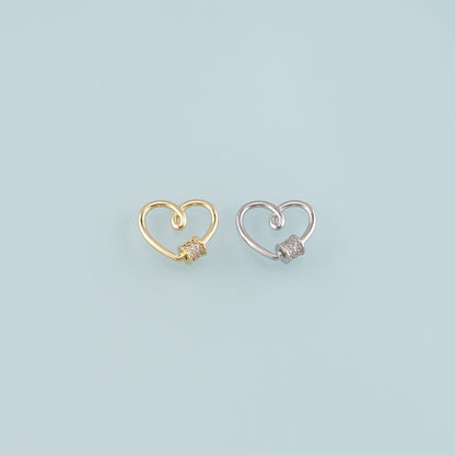 18K Gold Filled Heart Carabiner Clasp,Buckle Clasp,Carabiner Screw Clasp,Turnbuckle for DIY Jewelry