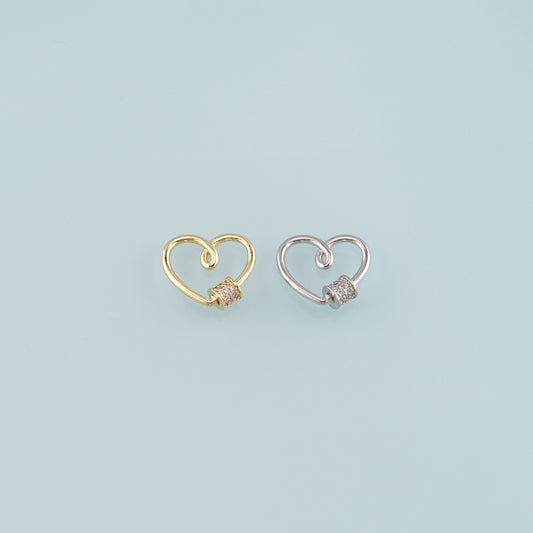 18K Gold Filled Heart Carabiner Clasp,Buckle Clasp,Carabiner Screw Clasp,Turnbuckle for DIY Jewelry