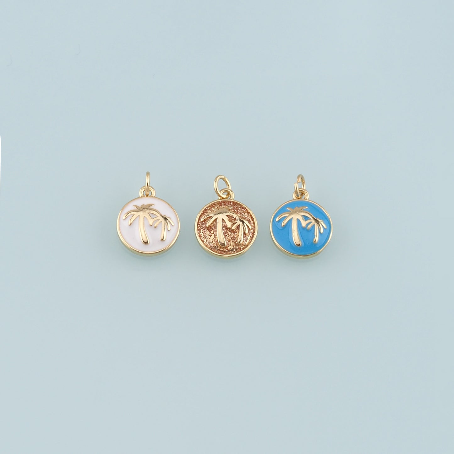 Gold Palm Tree Charms,18K Gold Filled Palm tree Pendant,Enamel coconut tree Charm Bracelet Necklace for DIY Jewelry Making Supply