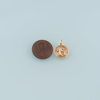 Gold Palm Tree Charms,18K Gold Filled Palm tree Pendant,Enamel coconut tree Charm Bracelet Necklace for DIY Jewelry Making Supply