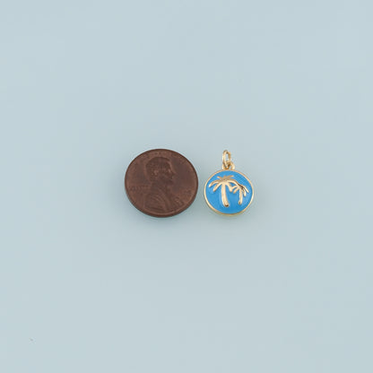Gold Palm Tree Charms,18K Gold Filled Palm tree Pendant,Enamel coconut tree Charm Bracelet Necklace for DIY Jewelry Making Supply