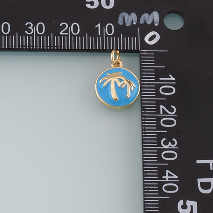 Gold Palm Tree Charms,18K Gold Filled Palm tree Pendant,Enamel coconut tree Charm Bracelet Necklace for DIY Jewelry Making Supply