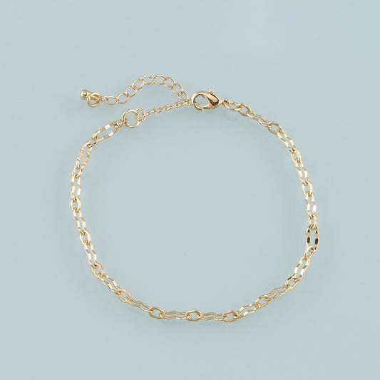 Gold Adjustable Chain,18K Gold Filled Oval Bracelet,Semi Finished Bracelets,Bracelets for Jewelry Making