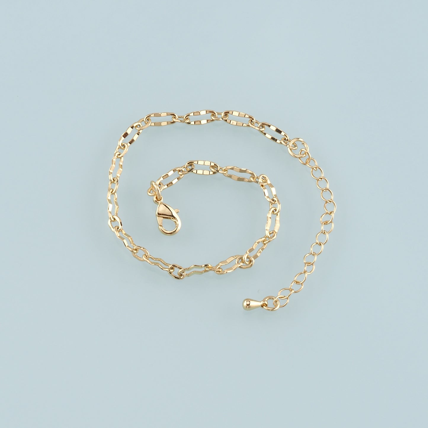Gold Adjustable Chain,18K Gold Filled Oval Bracelet,Semi Finished Bracelets,Bracelets for Jewelry Making