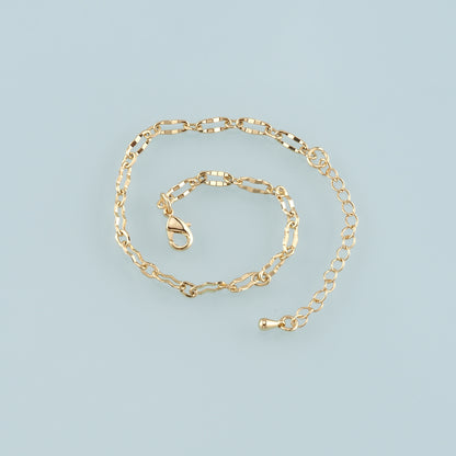 Gold Adjustable Chain,18K Gold Filled Oval Bracelet,Semi Finished Bracelets,Bracelets for Jewelry Making