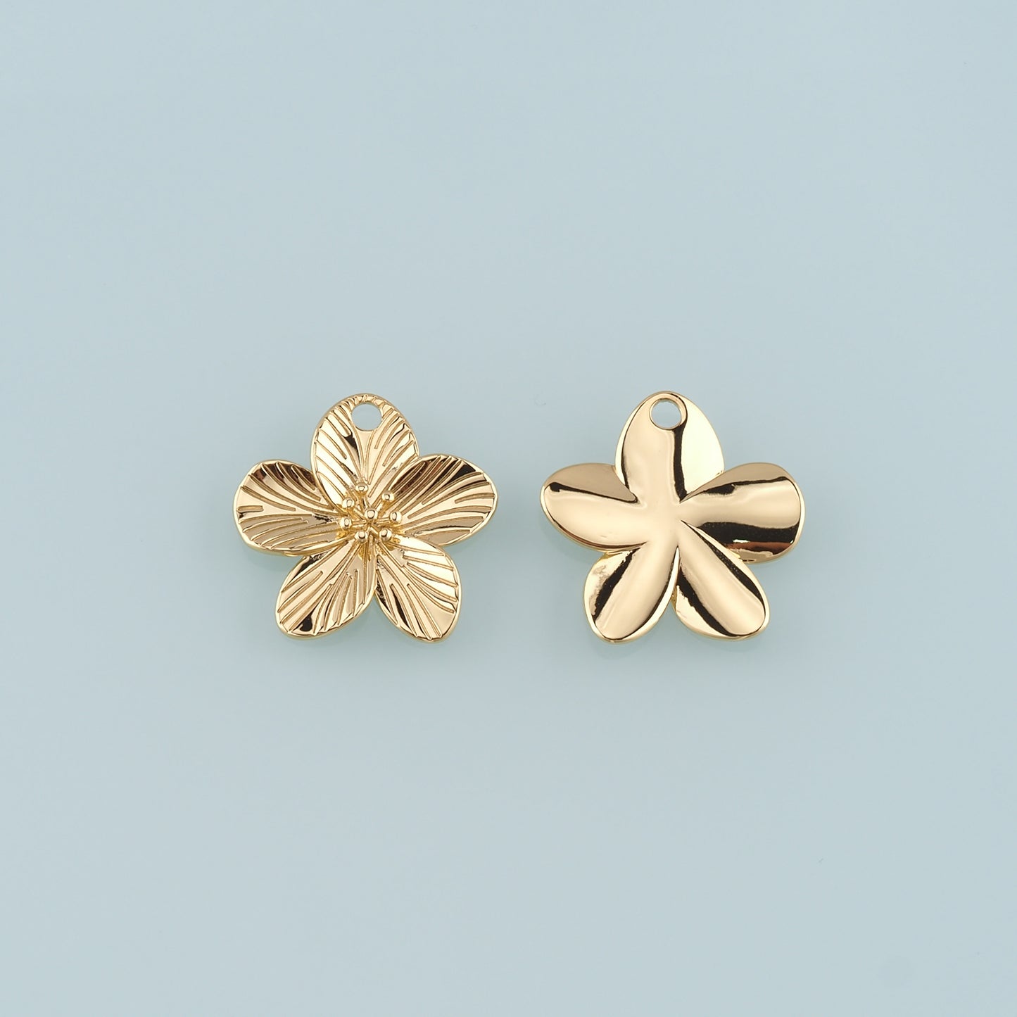 Gold Flower Charms,18K Gold Filled Flower Pendant,Flower Charm Bracelet Necklace for DIY Jewelry Making Supply