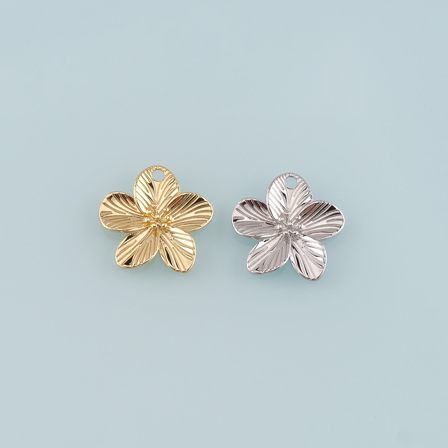 Gold Flower Charms,18K Gold Filled Flower Pendant,Flower Charm Bracelet Necklace for DIY Jewelry Making Supply