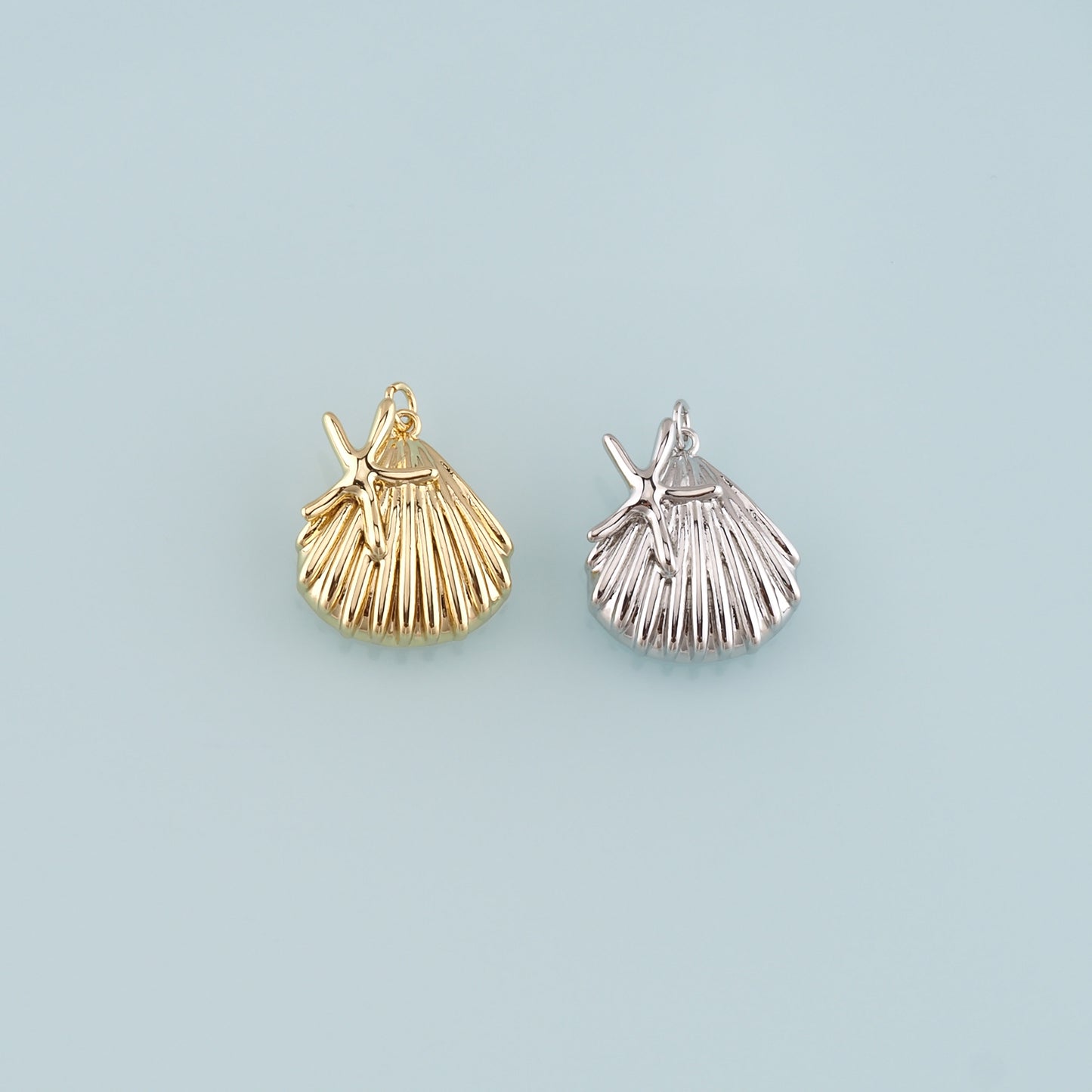Gold Shell Charm,18K Gold Filled Shell Conch Pendant,Starfish Charm Bracelet Necklace for DIY Jewelry Making Supply