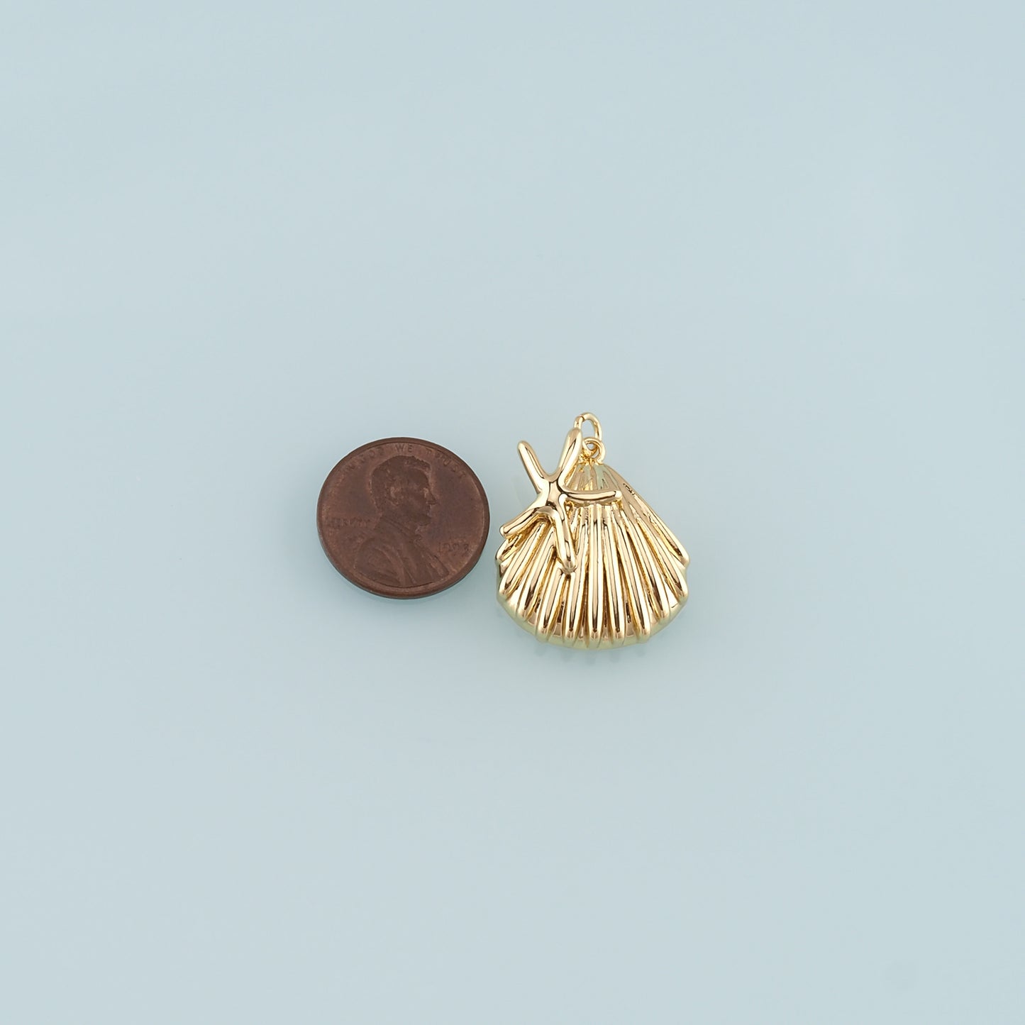 Gold Shell Charm,18K Gold Filled Shell Conch Pendant,Starfish Charm Bracelet Necklace for DIY Jewelry Making Supply