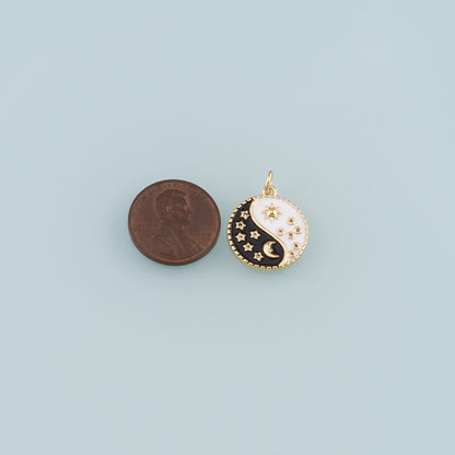 Gold Moon Charms,18K Gold Filled Sun Pendant,Enamel Celestial Charm Bracelet Necklace for DIY Jewelry Making Supply