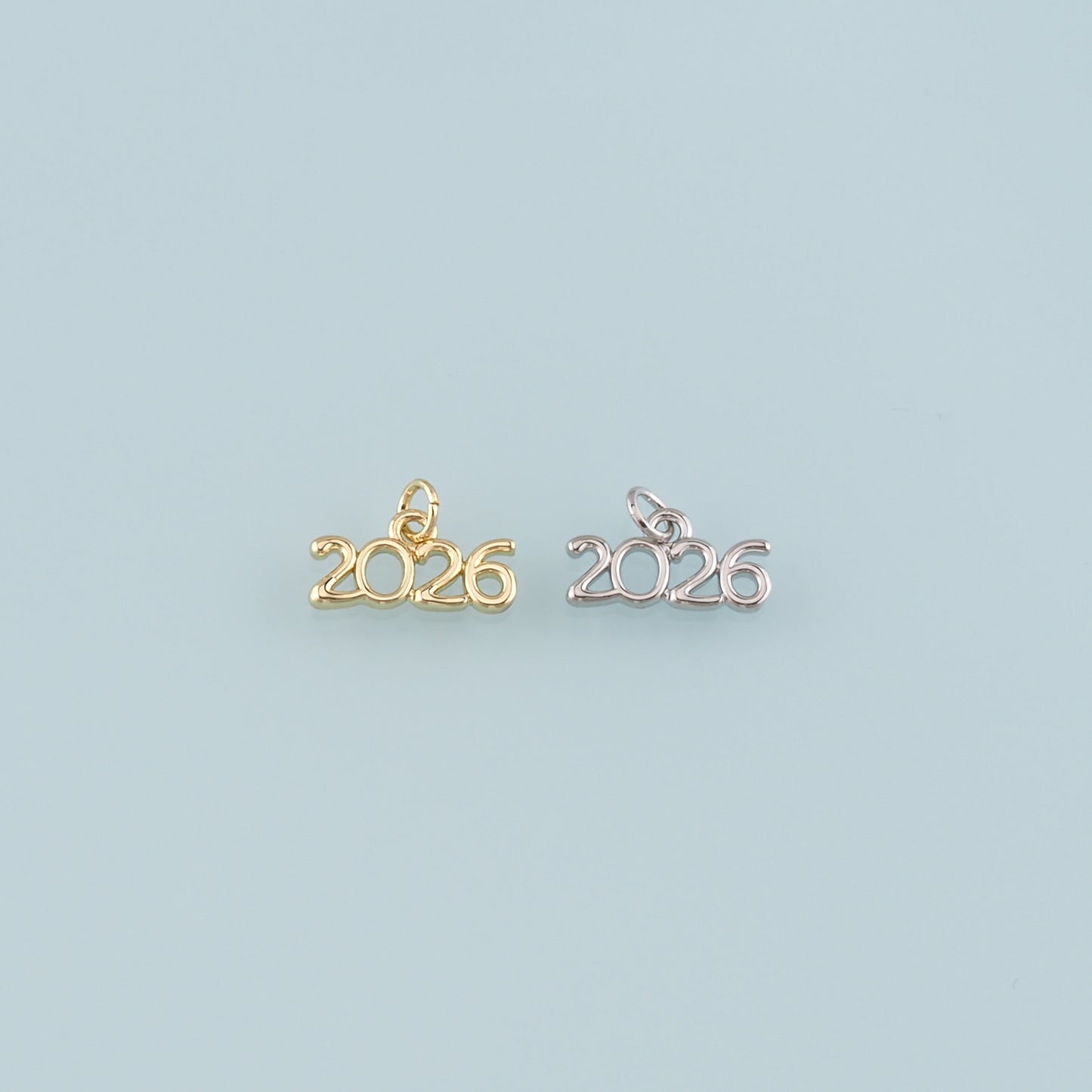 18K Gold Filled Year 2026 Pendant,Dainty Number Charm Bracelet Necklace for DIY Jewelry Making Supply