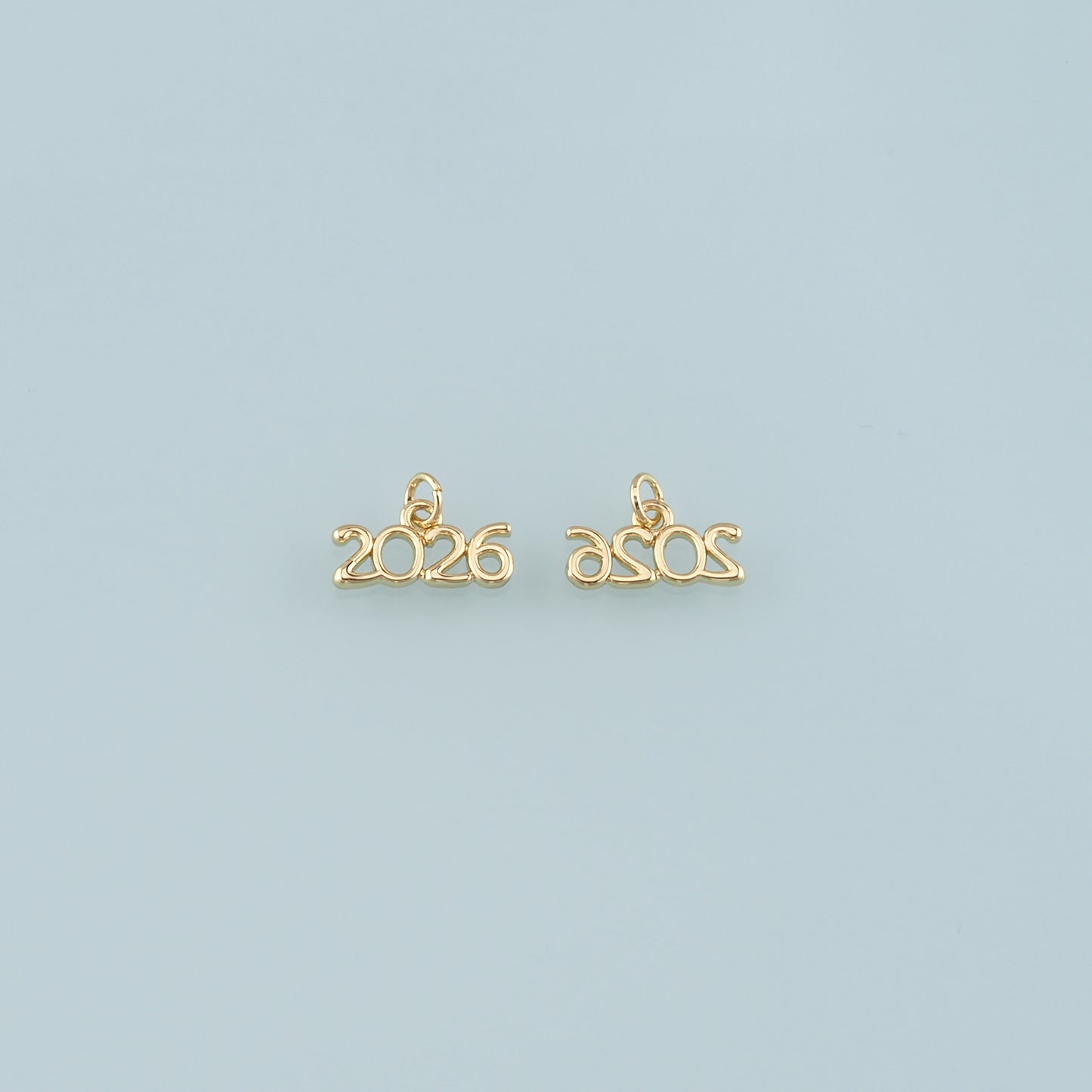 18K Gold Filled Year 2026 Pendant,Dainty Number Charm Bracelet Necklace for DIY Jewelry Making Supply