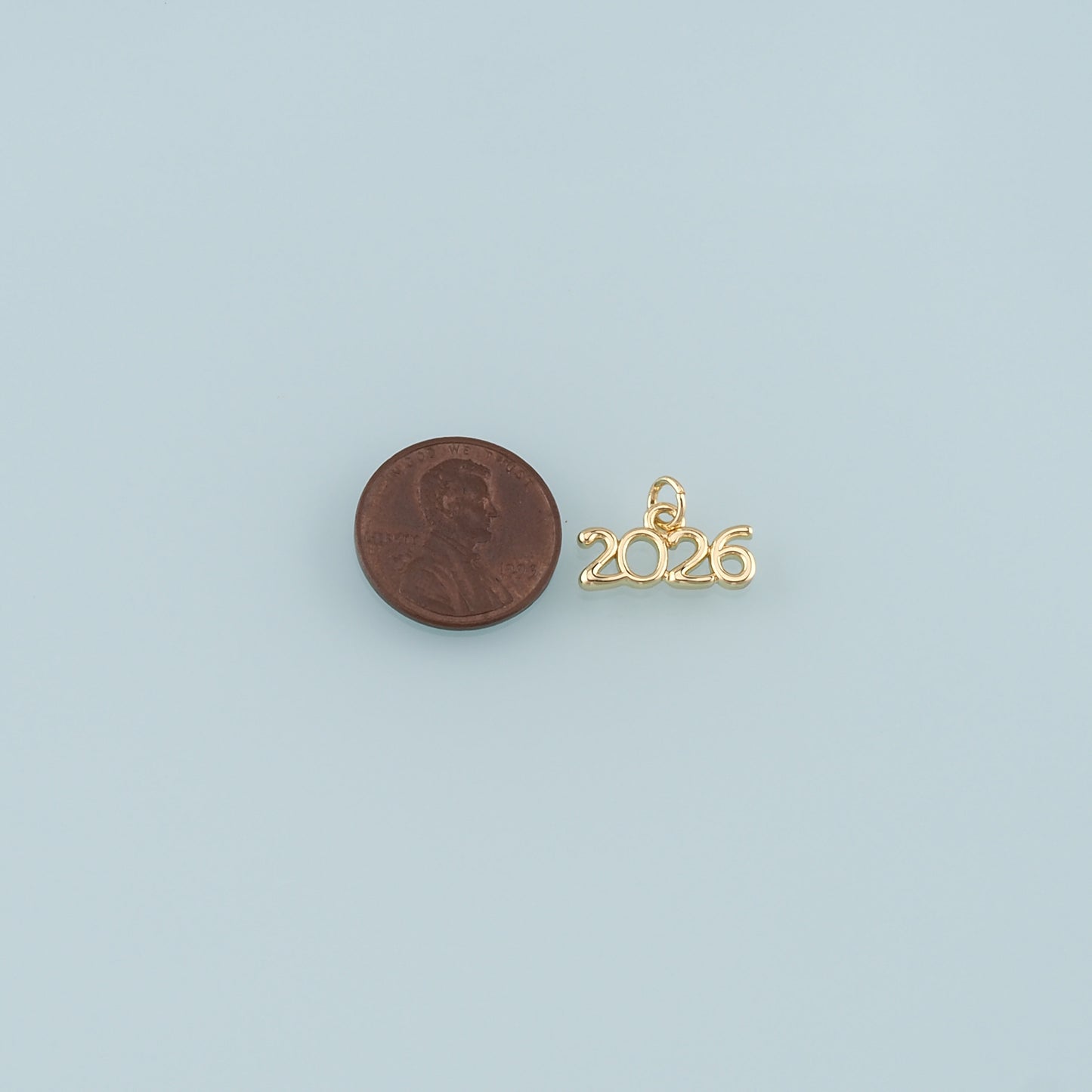 18K Gold Filled Year 2026 Pendant,Dainty Number Charm Bracelet Necklace for DIY Jewelry Making Supply