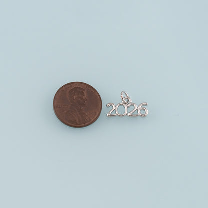 18K Gold Filled Year 2026 Pendant,Dainty Number Charm Bracelet Necklace for DIY Jewelry Making Supply